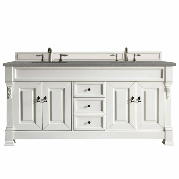 James Martin Vanities Brookfield 72in Double Vanity, Bright White w/ 3 CM Grey Expo Quartz Top 147-V72-BW-3GEX